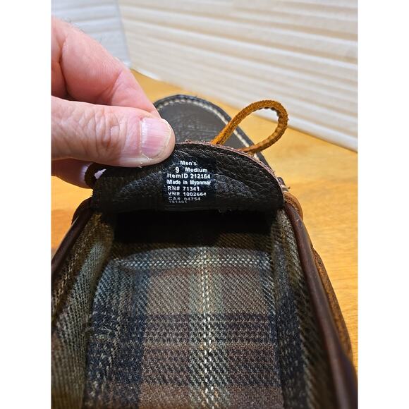 LL Bean Leather Slippers Flannel Lined Rubber Soles Mens 9M Preppy Outdoor Maine - Picture 8 of 10